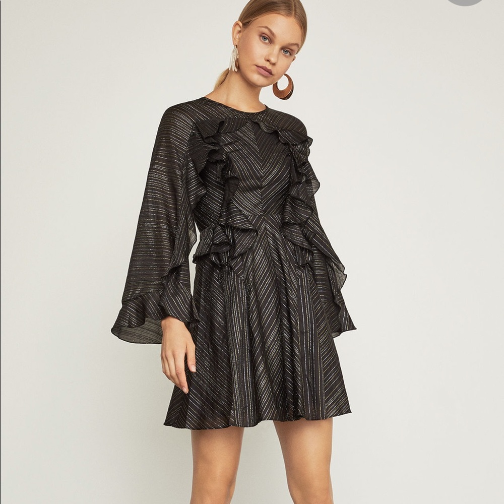BCBG MaxAzria Black Gold & Silver Cocktail Dress